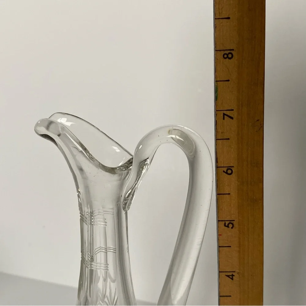 Cut Glass Crystal Vase Or Cruet Facet No Stopper Vintage 7” Clear 4” wide